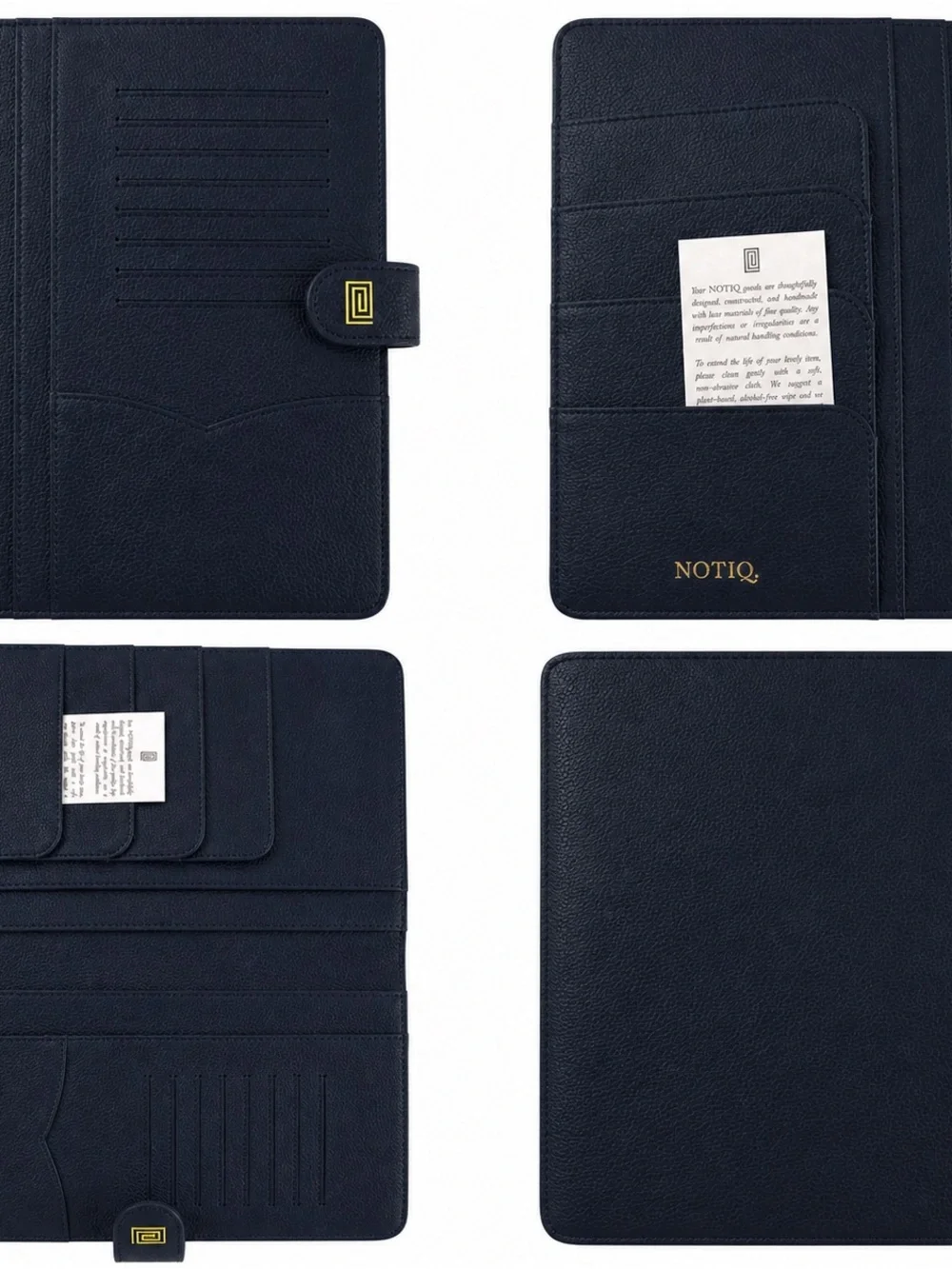 New NOTIQ navy pro pebble midi desk folio wrinkles agenda 9 x 10 1/2”